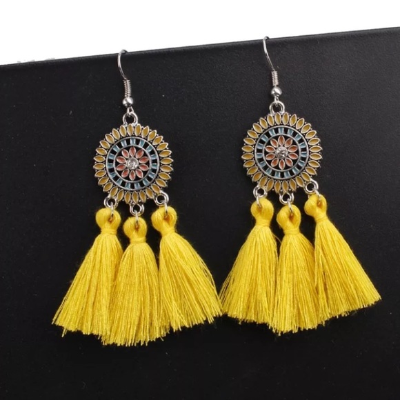 Jewelry - 5/$25 Yellow Bohemian Fringe Tassel Earrings
